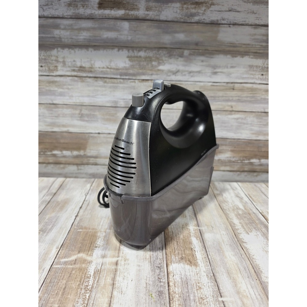 Hamilton Beach 6 Speed Hand Mixer Black Chrome 62645 with Storage Case & Hook‎